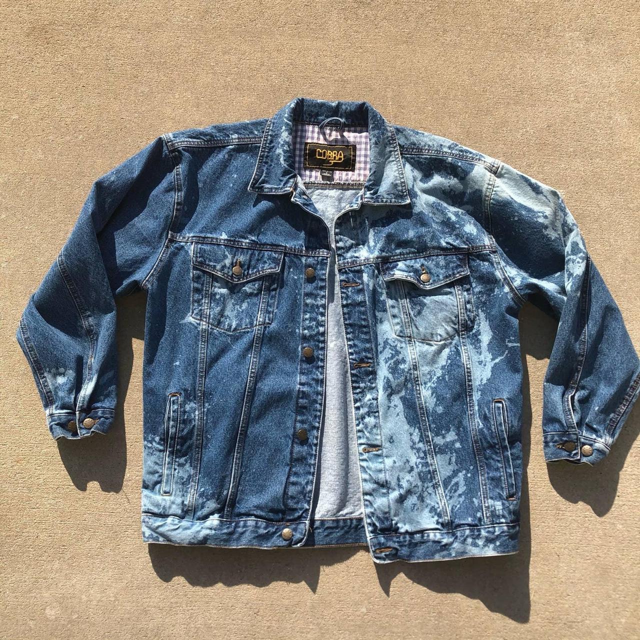 Vtg Cobra Caps Men's Denim Jacket Bleached 