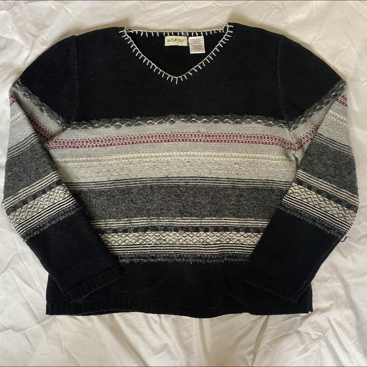 Vintage Black stripped sweater - Depop