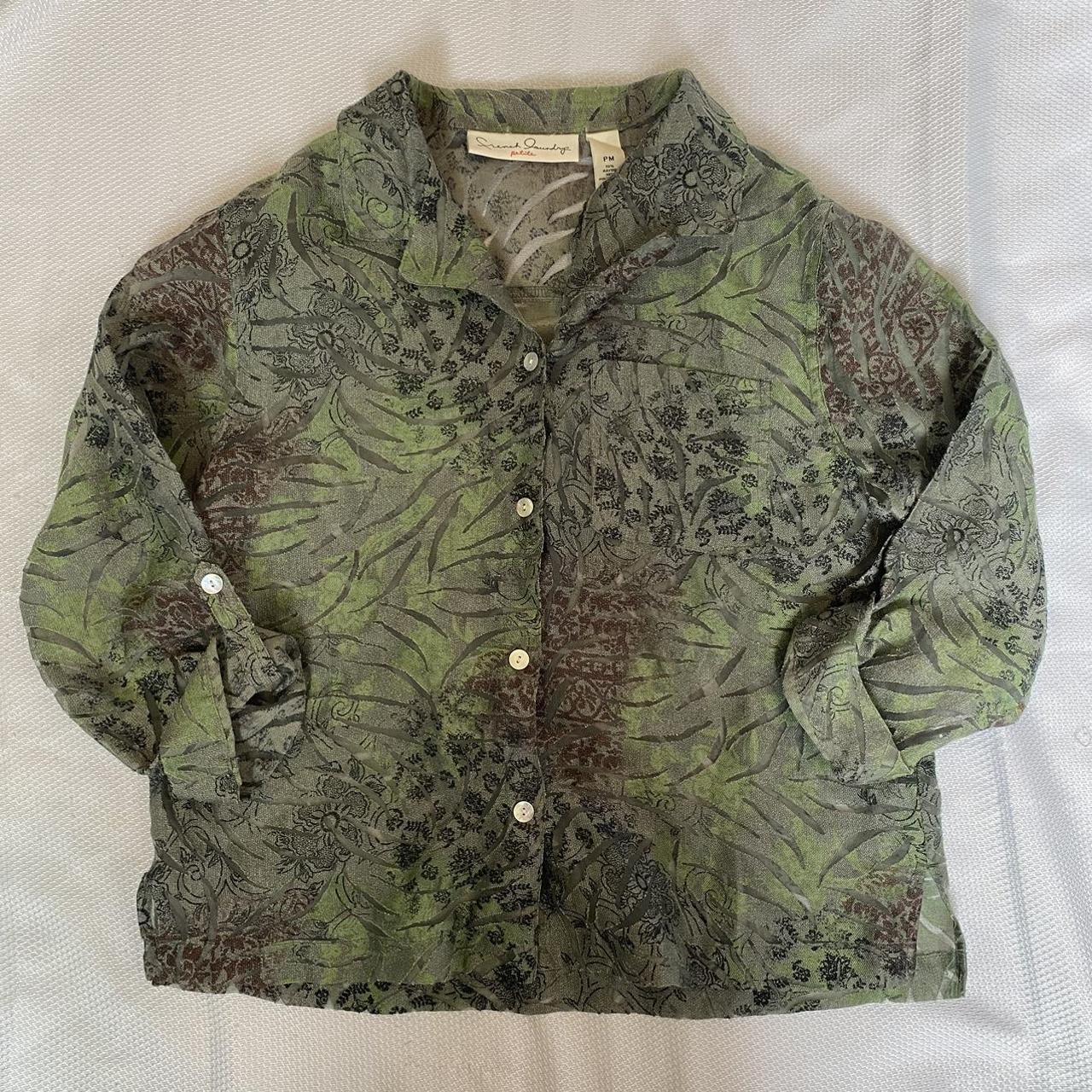 Women's Green and Black Blouse | Depop