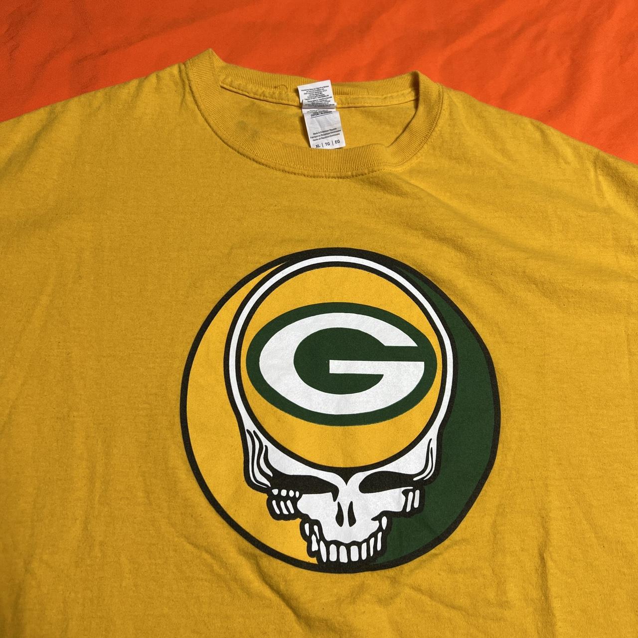 deadmansupplyco Vintage Football - Green Bay Packers (Yellow Green Bay Wordmark) T-Shirt