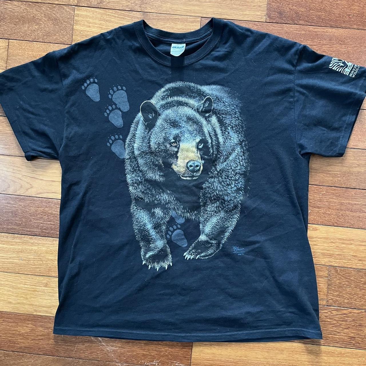 Black bear shirt Huge animal print black tee... - Depop