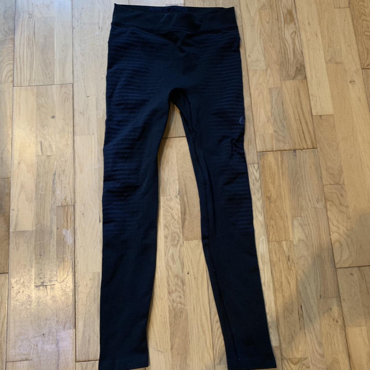 Nike pro striped navy and black leggings in a size... - Depop