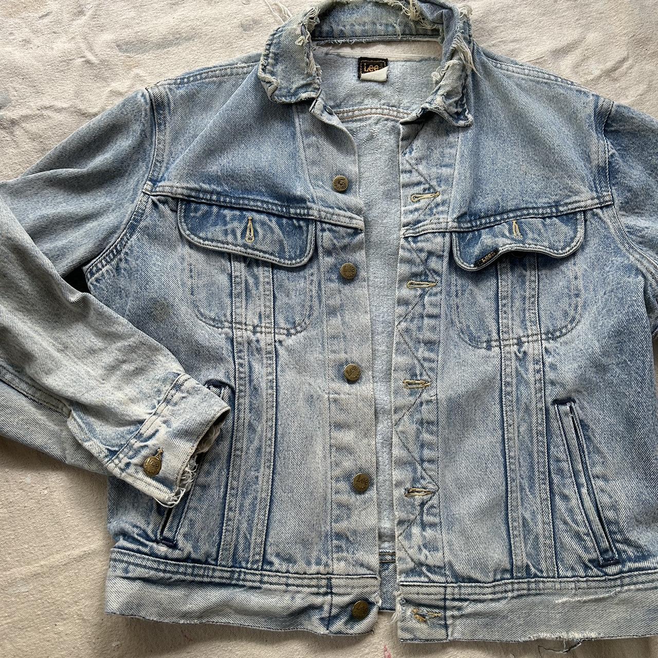 Vintage thrashed Lee denim jacket Super good... - Depop