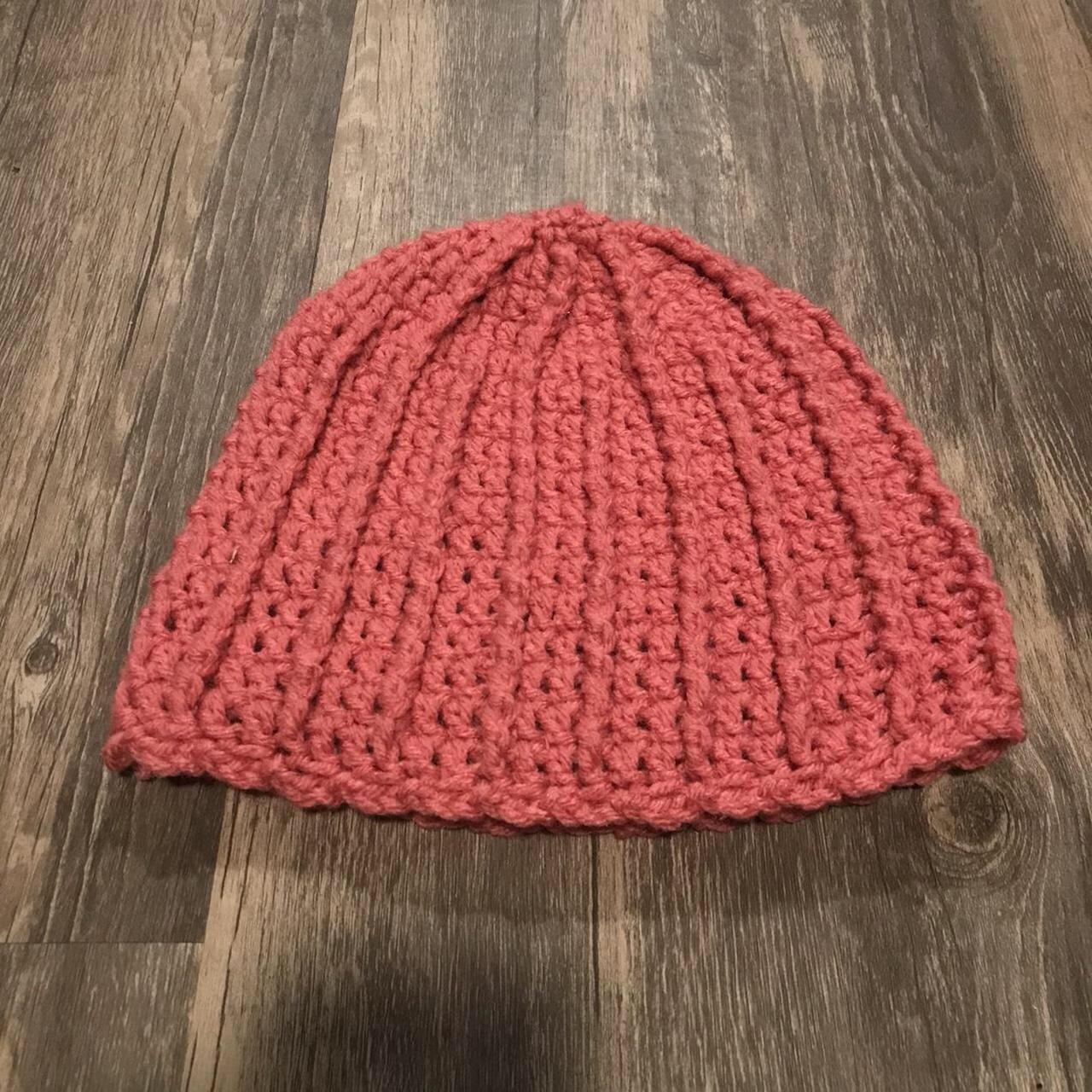 Vintage Crochet Knit Beanie Hank Knit Coral Light... Depop