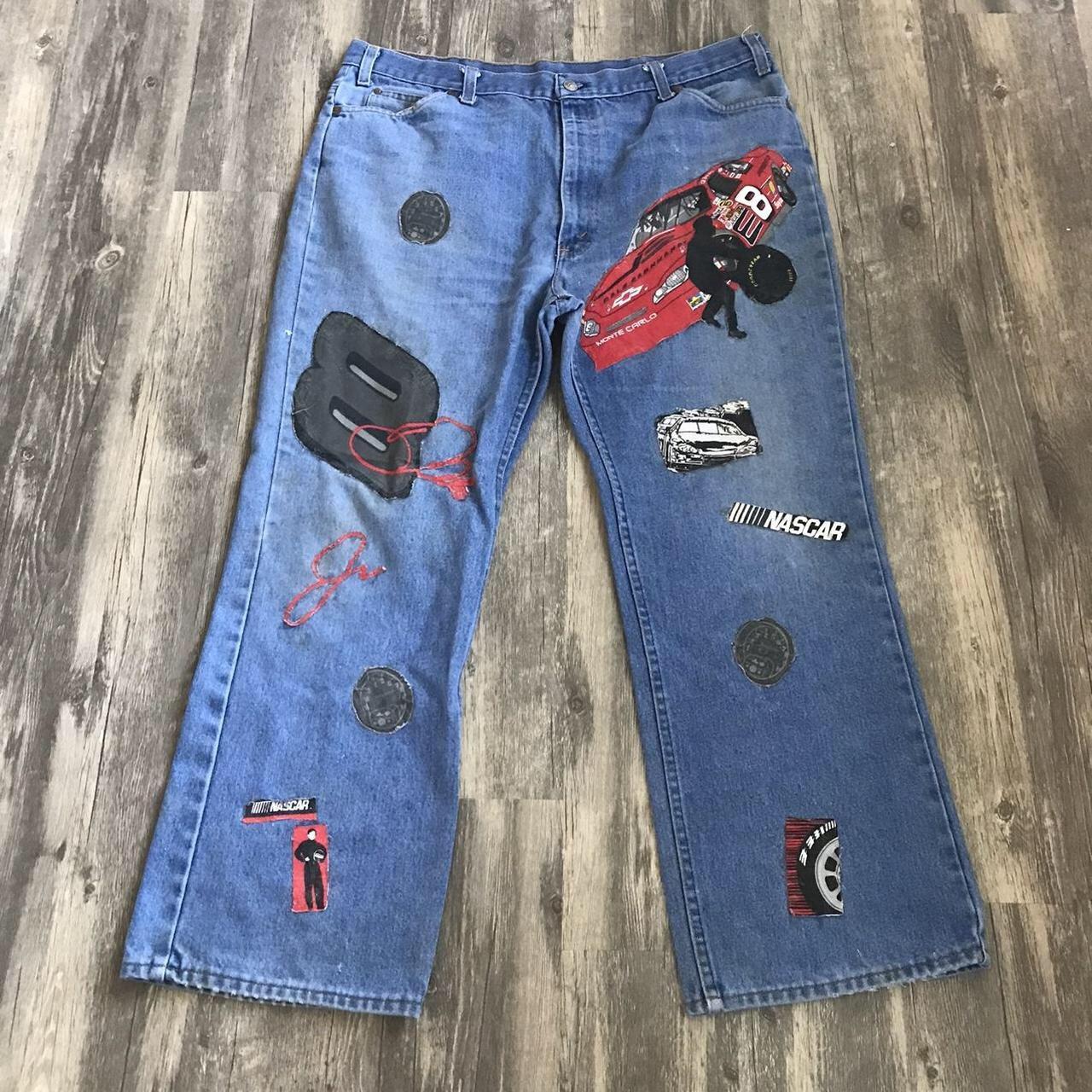NASCAR Men's Blue and Navy Jeans | Depop