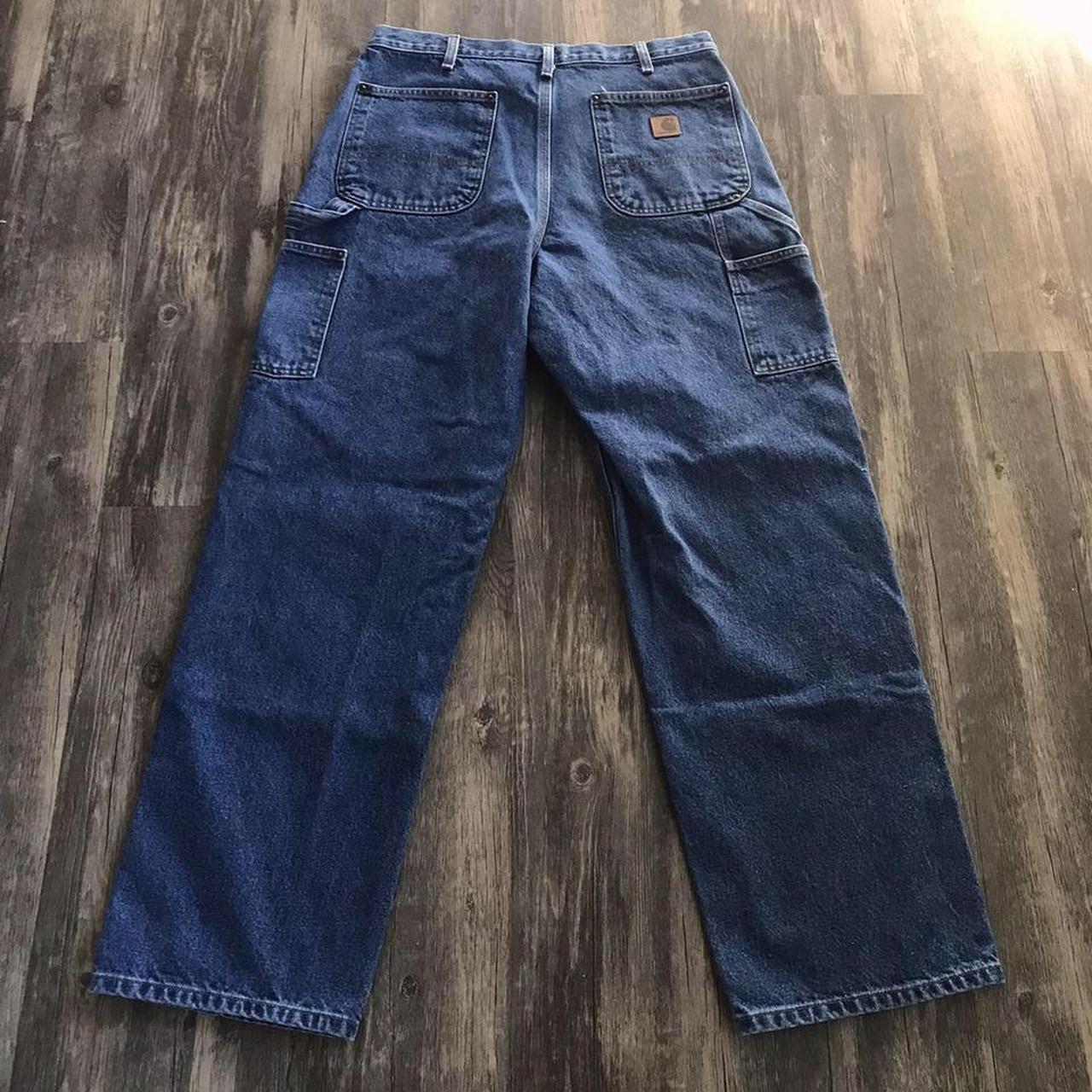 Vintage Carhartt Double Knee Jeans Dark Blue Regular... - Depop