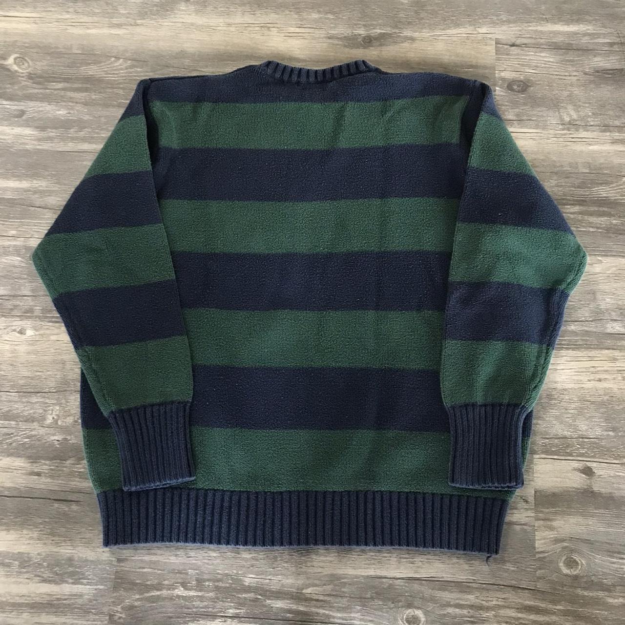 Brandy Melville Knit Sweater Striped Dark Blue and... Depop