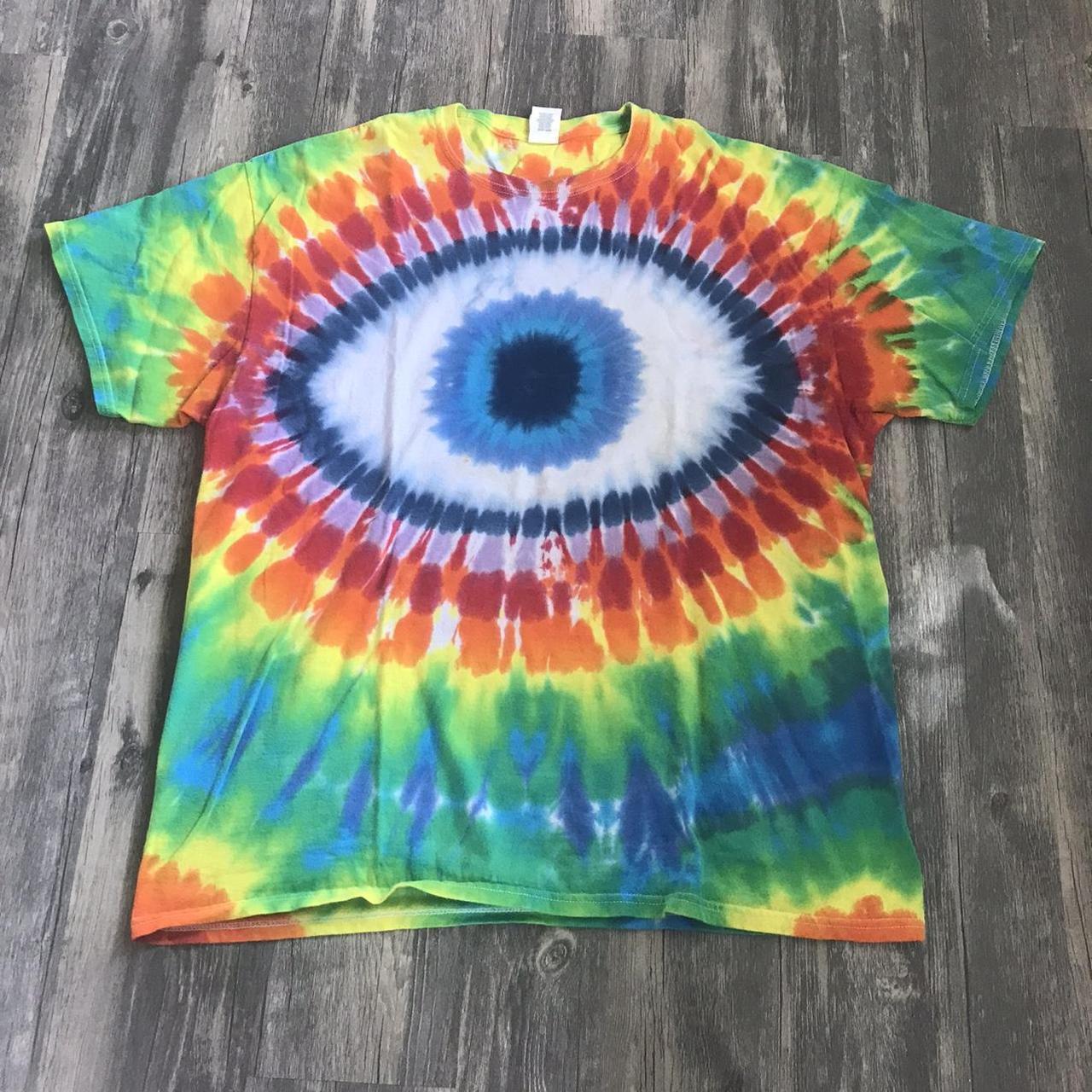 Vintage Tie Dye Tee All Seeing Eye Spiral Multicolor Depop