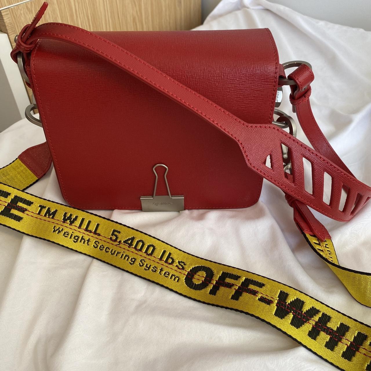 Off white red binder clip flap shoulder bag Really