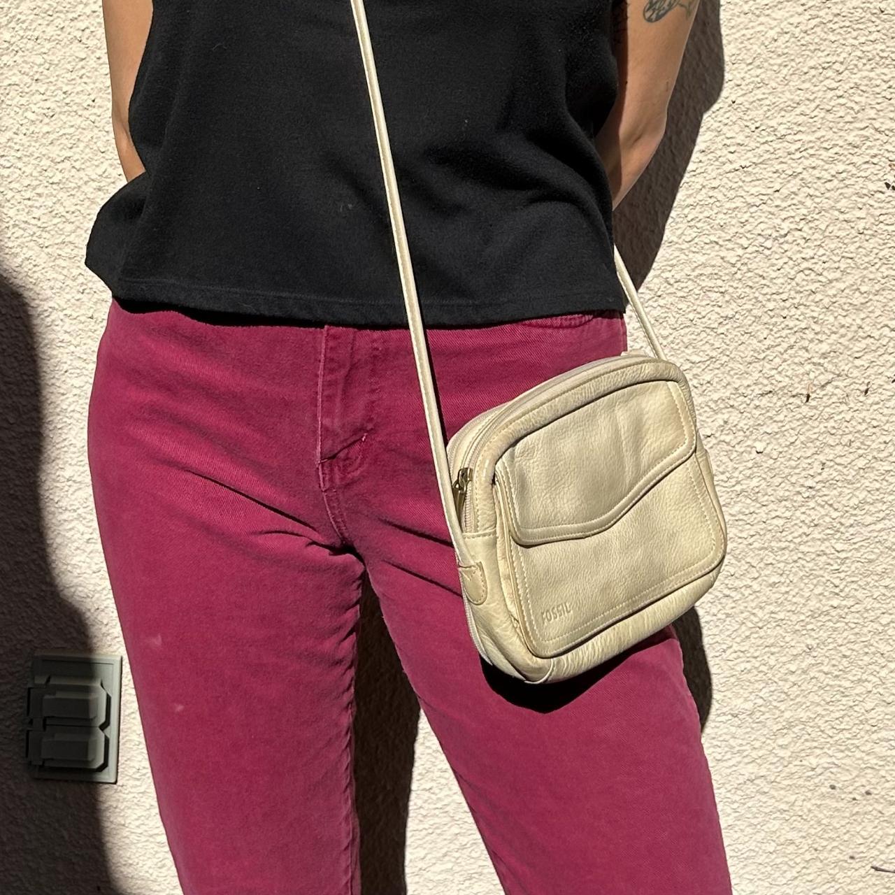 Fossil Women's Cream and White Bag Depop