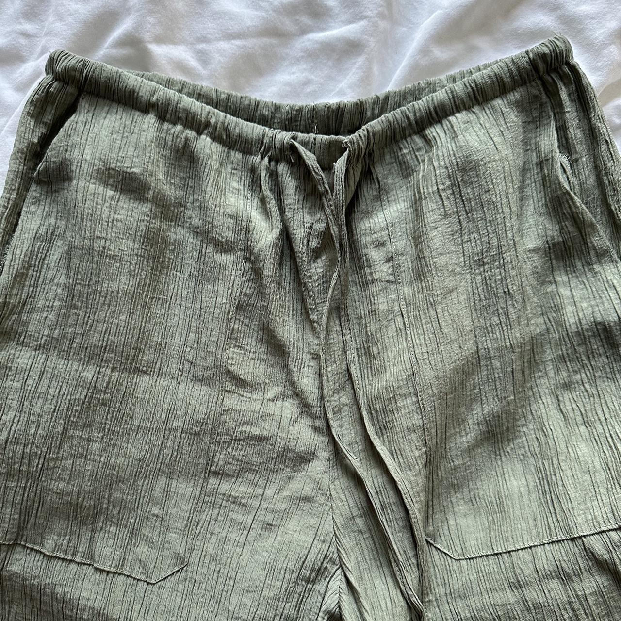 ZARA sage green crinkle pants look like beach... Depop