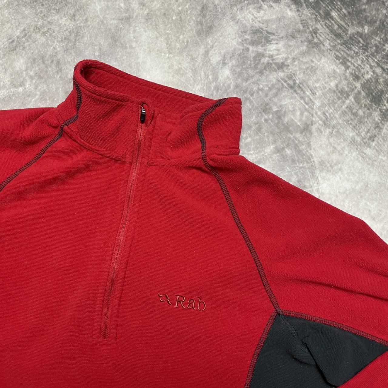 Rab Red Quarter zip fleece with grey panel... - Depop