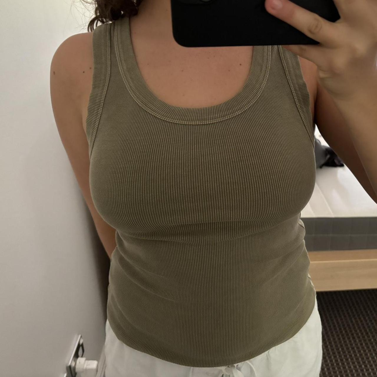 Academy Women Rib Tank in Dune Green 🫶🏾 Size xs stretchy - Depop