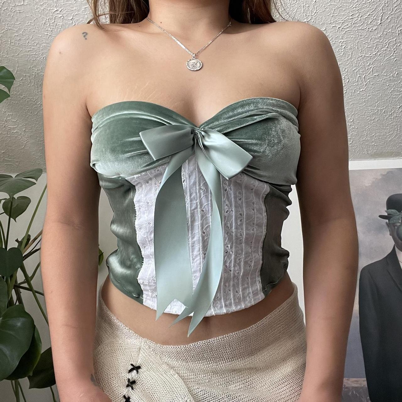 Red velvet corset tube top. Made to order. Fabric is... - Depop