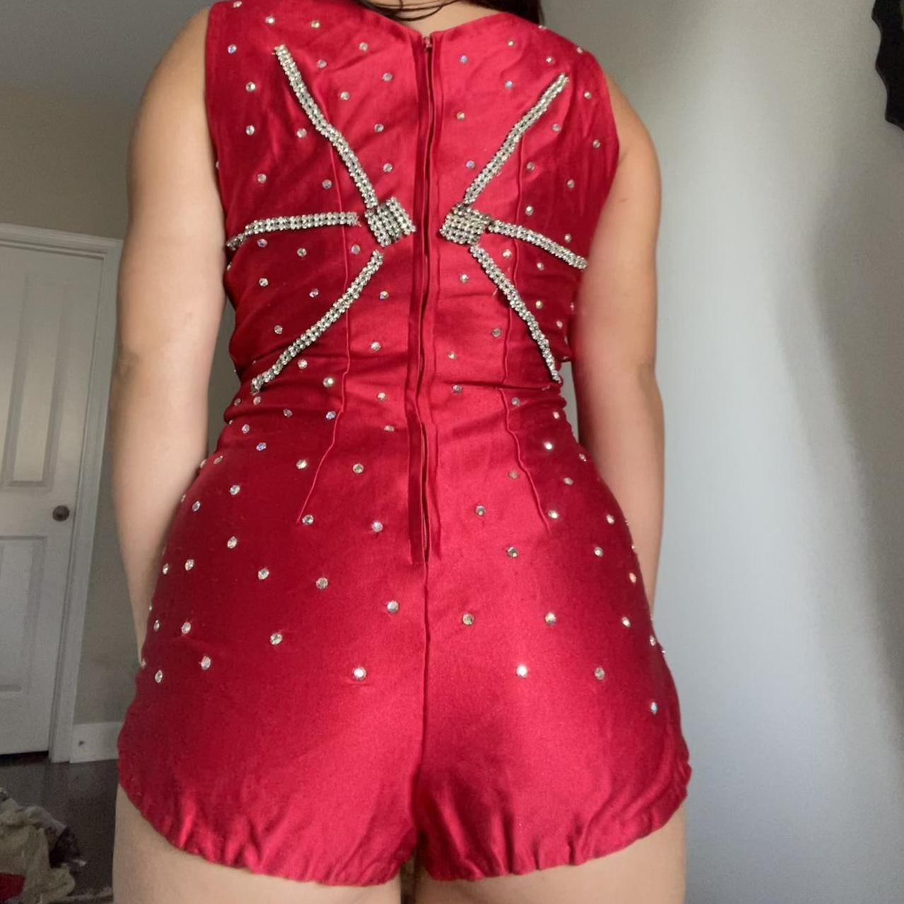 Gorgeous 50s-60s bejeweled red showgirl leotard.... - Depop