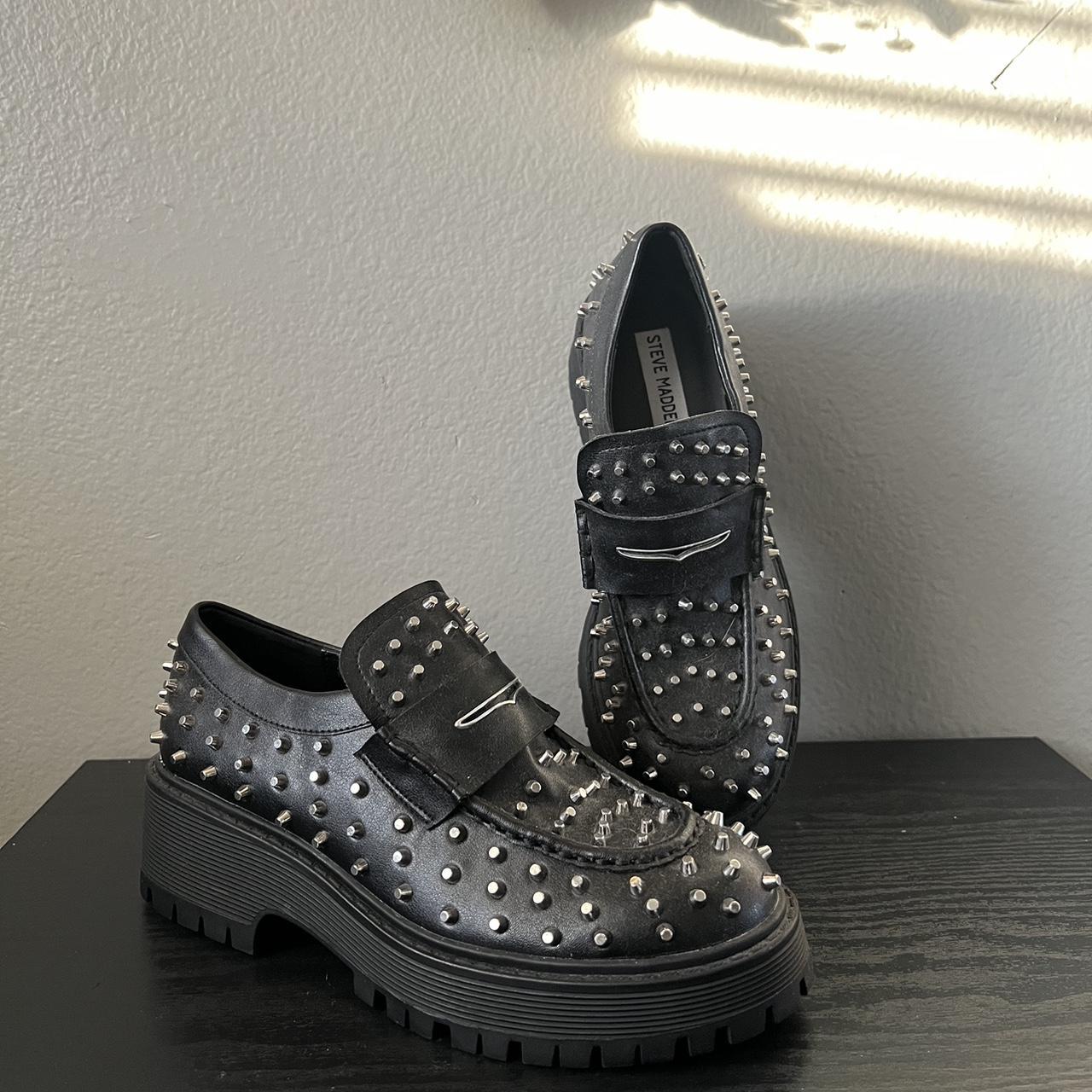 New Steve Madden spiked studded loafers Retail