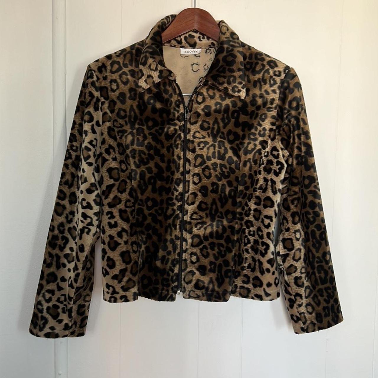 Y2K vintage leopard print zip up jacket In... - Depop