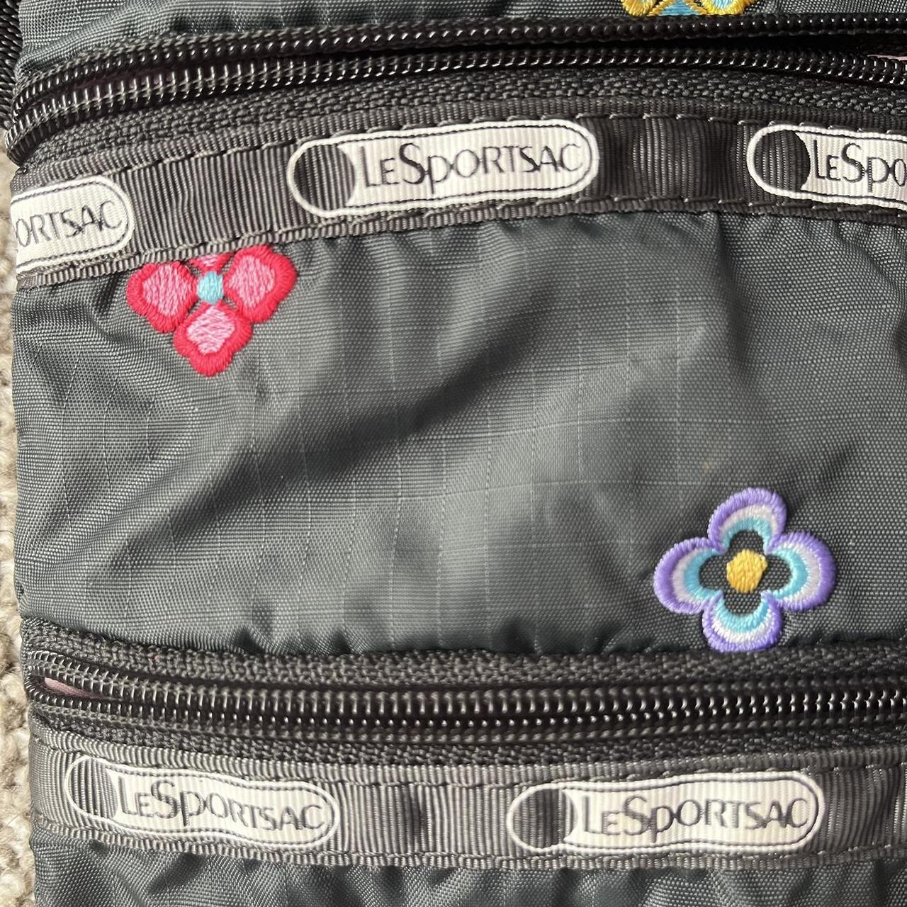 Lesportsac 3 Zipper Cross Body Embroidered Floral Depop
