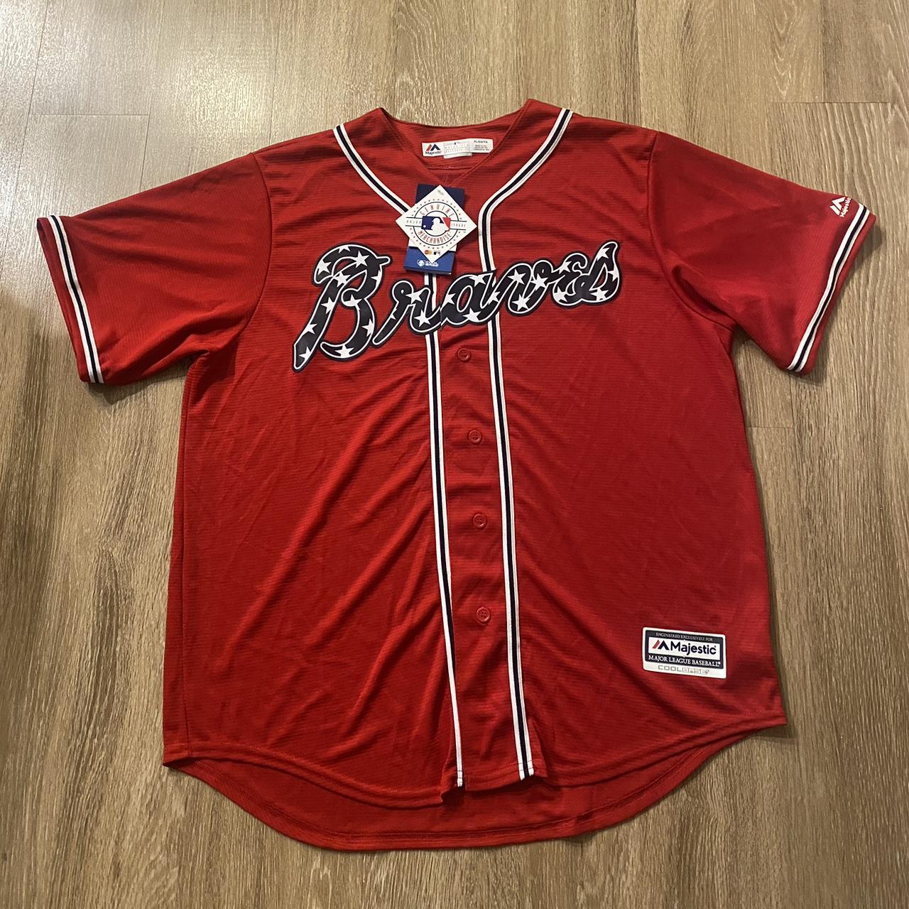 Men's Atlanta Braves Majestic Scarlet Alternate Cool - Depop