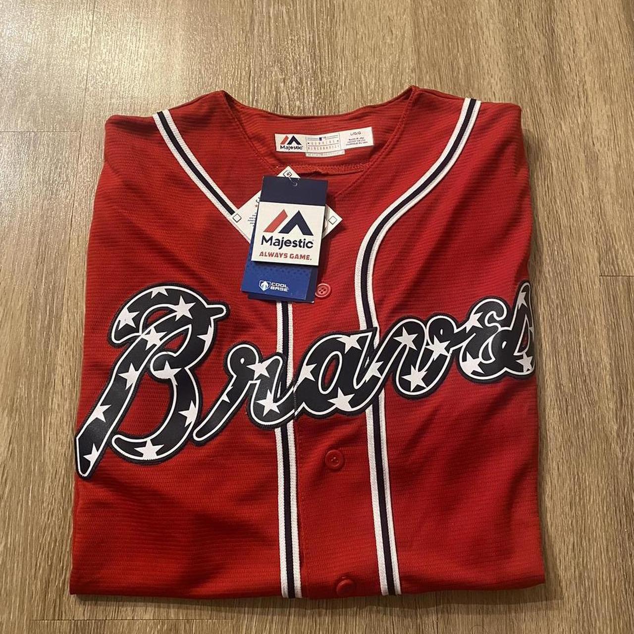 Men's Atlanta Braves Majestic Scarlet Alternate Cool - Depop