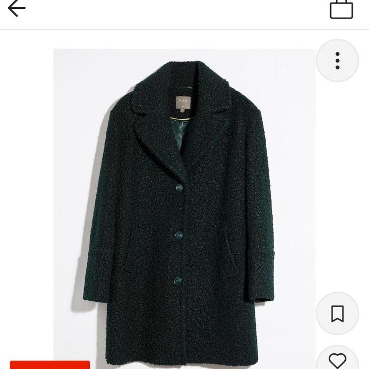 Size S Oasis green boucle coat hardly worn in