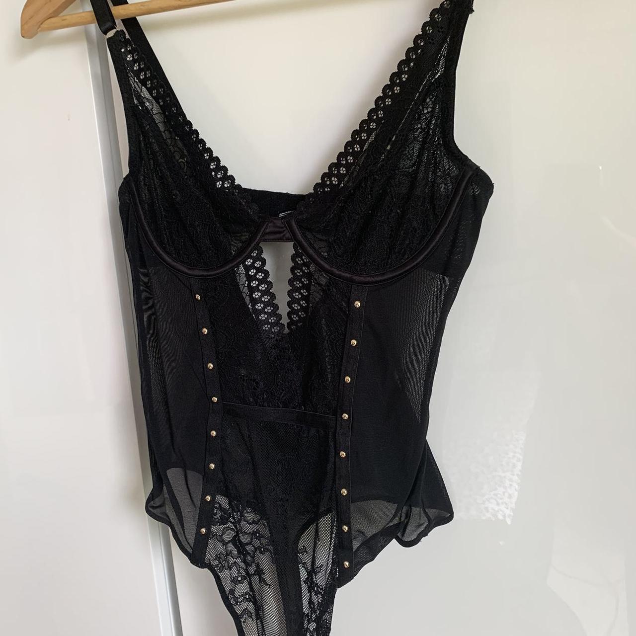 Lace Black Padded Bra Thong Bodysuit i accept - Depop