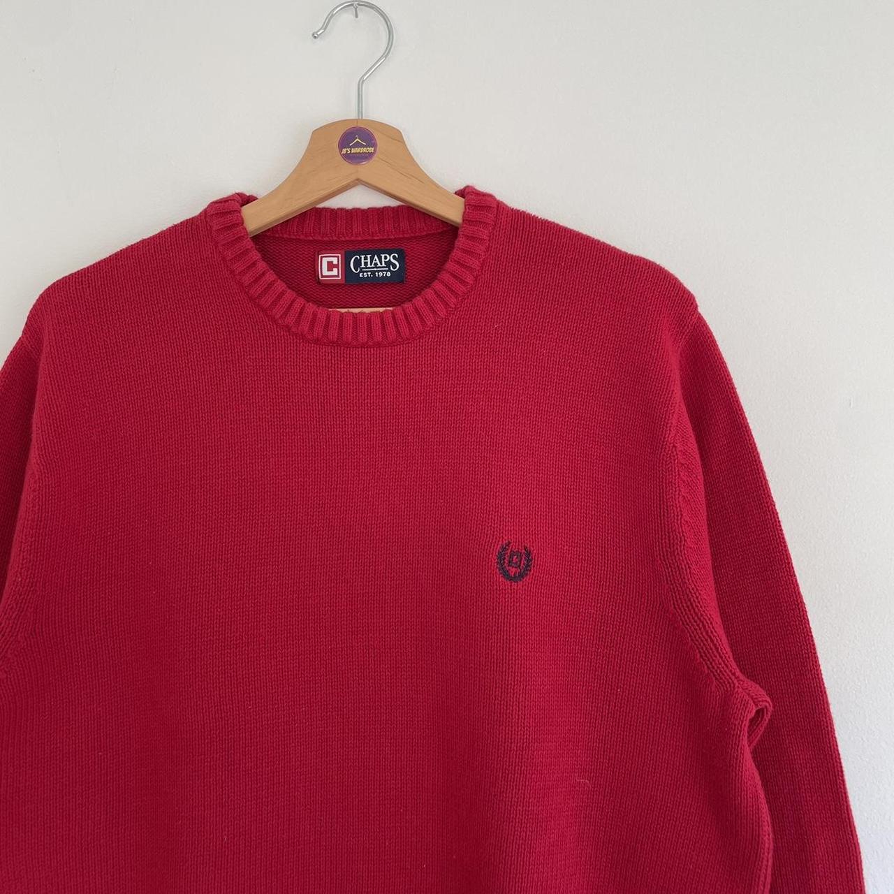 Chaps Jumper Red Classic Chaps Round Neck Knitted... - Depop