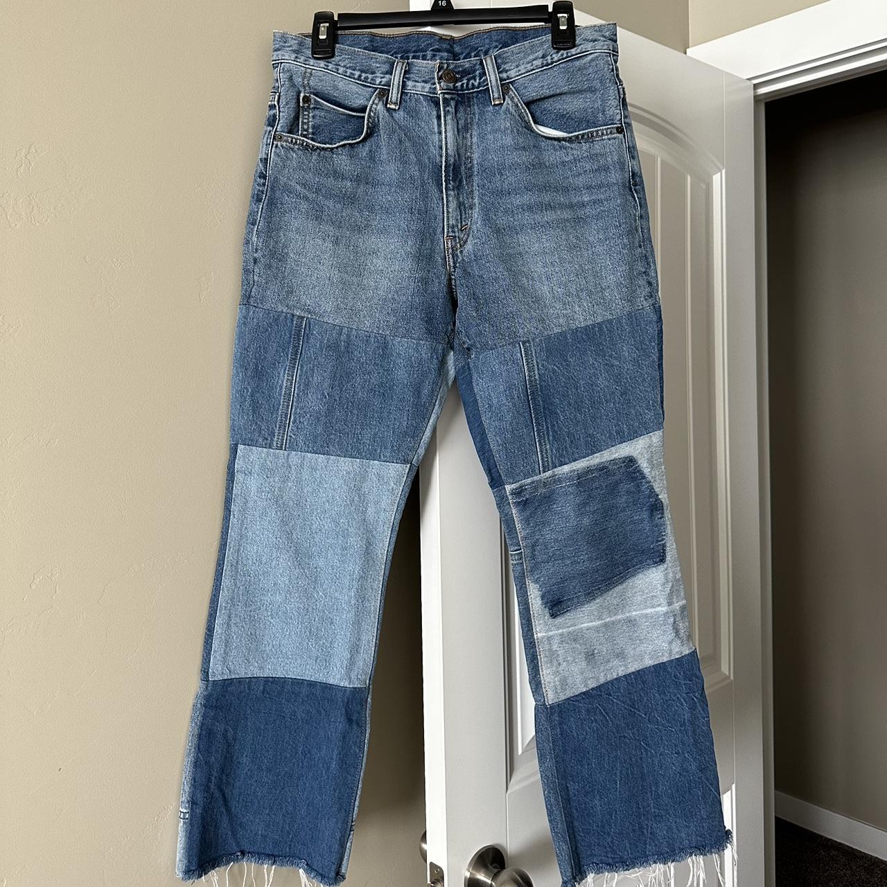 Orange tab patchwork flare Levi's. #levis | Depop