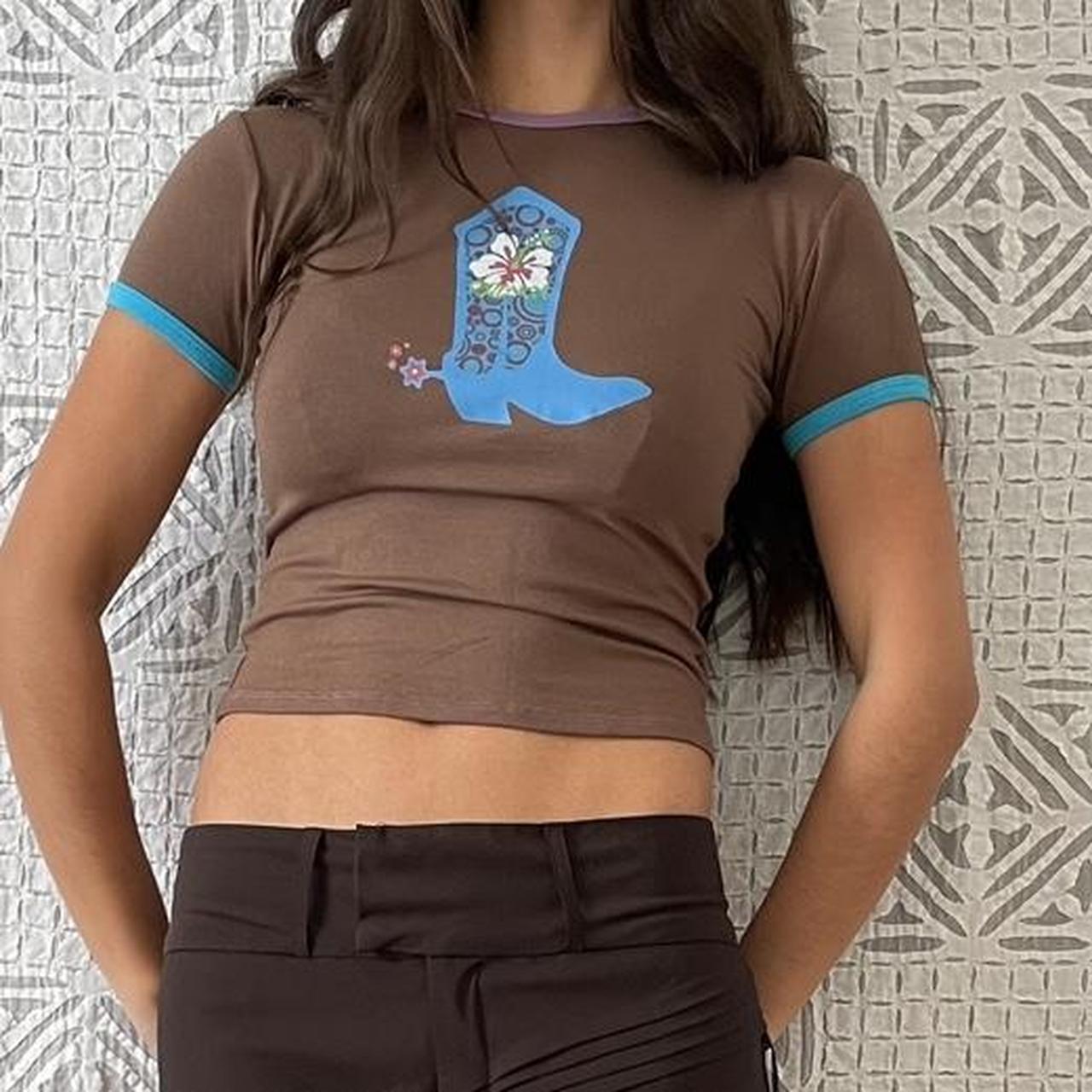 O mighty baby tee! Cute ringer tee with cowboy boot... | Depop 