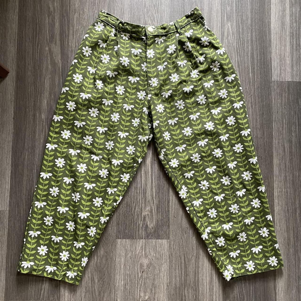 Big Bud Press Women S Green And White Trousers Depop   P0 