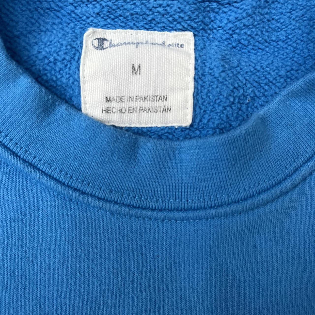 Classic Champion Blue Sweatshirt Embroidered... - Depop