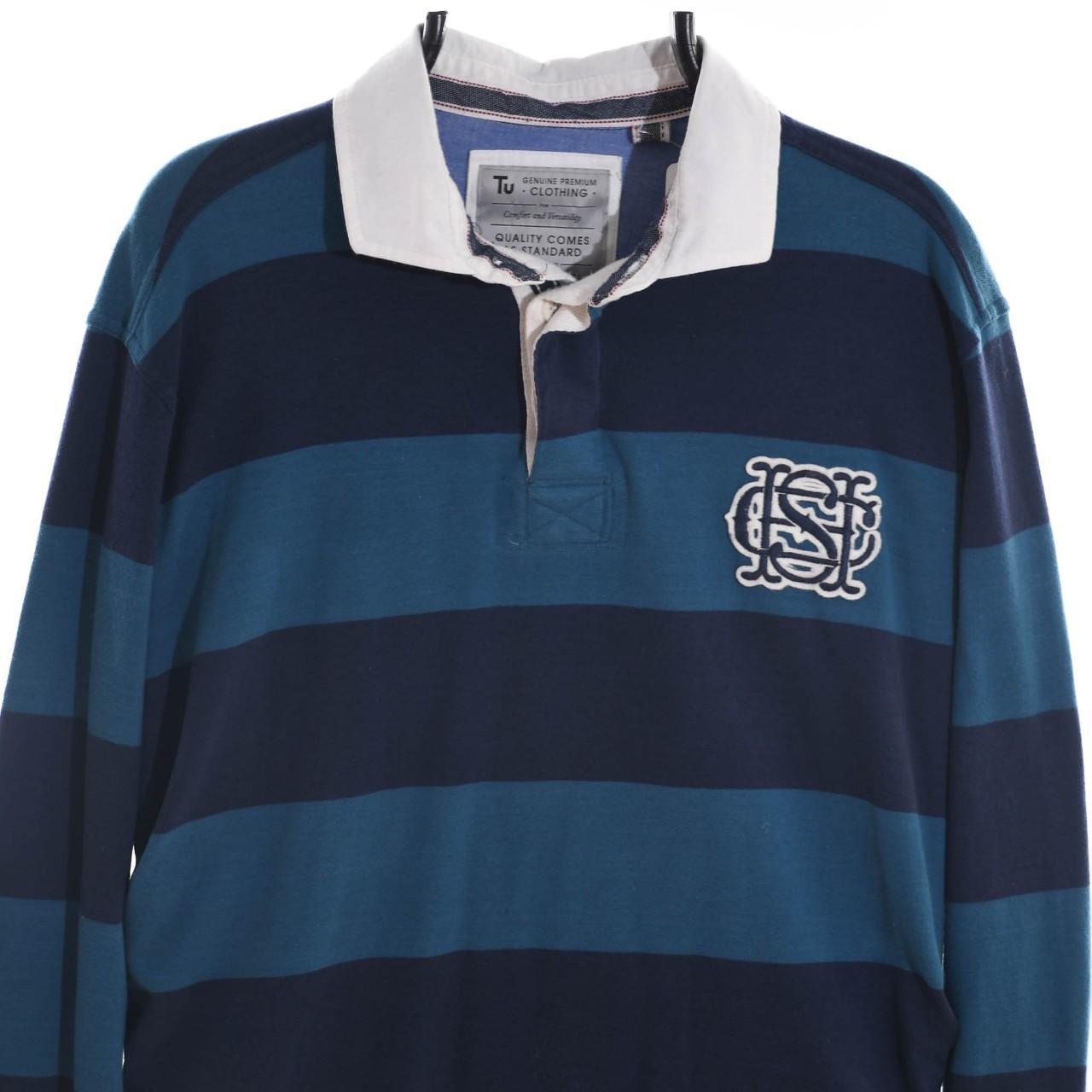 SAINSBURYS TU STRIPED RUGBY SHIRT XL NAVY/MULTI... Depop