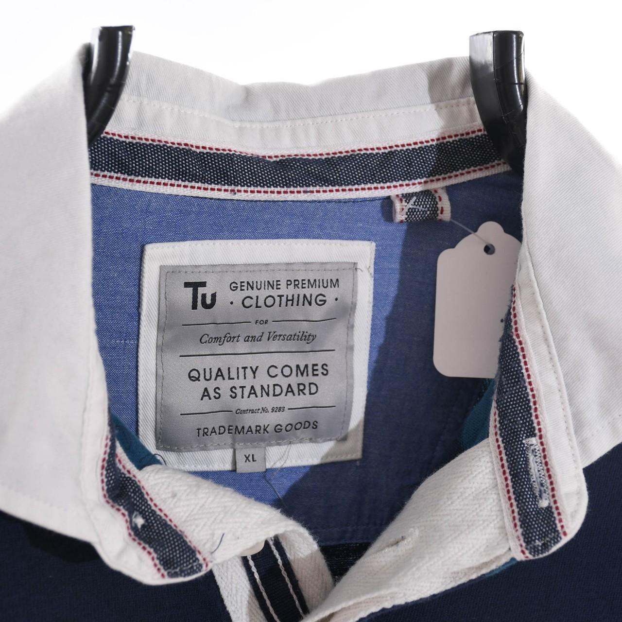 SAINSBURYS TU STRIPED RUGBY SHIRT XL NAVY/MULTI... Depop