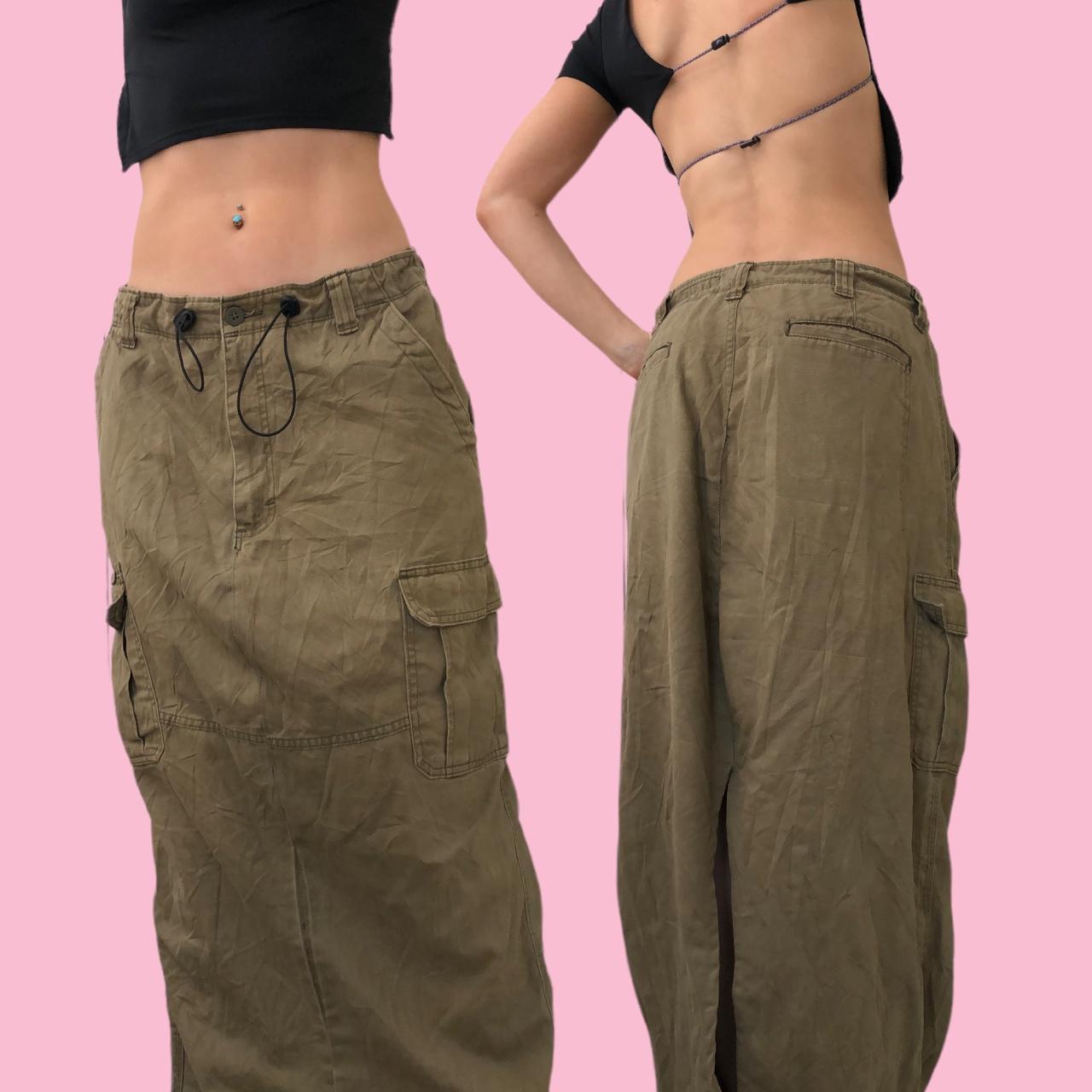 Women's Brown and Khaki Skirt Depop