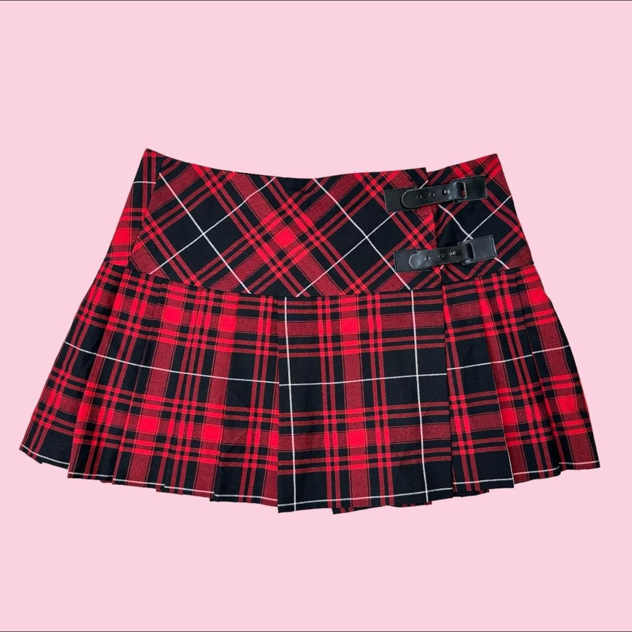 Y2K Pleated Tartan Mini skirt In red, white &... Depop