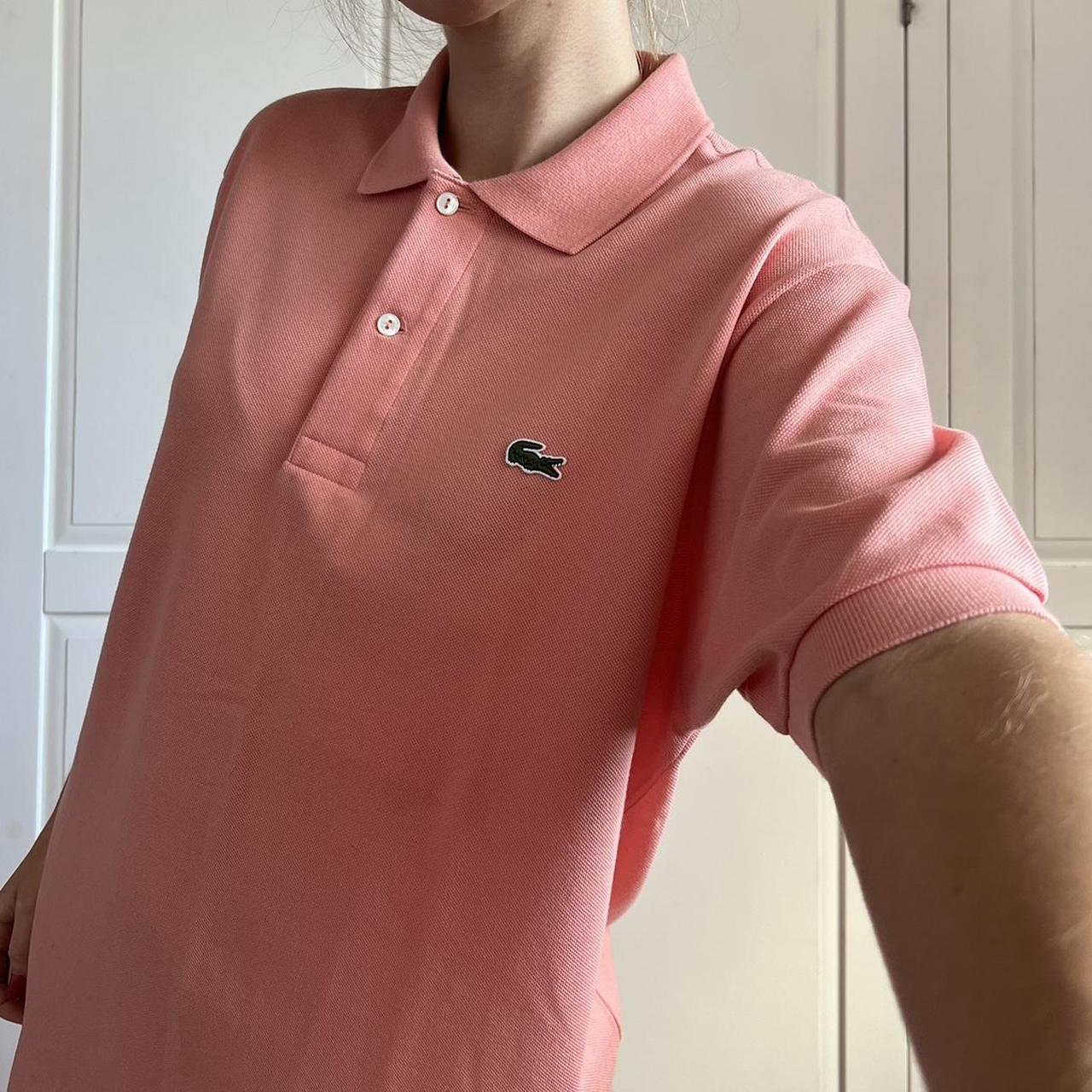 Lacoste polo shirt Mens Lacoste salmon pink orange... - Depop