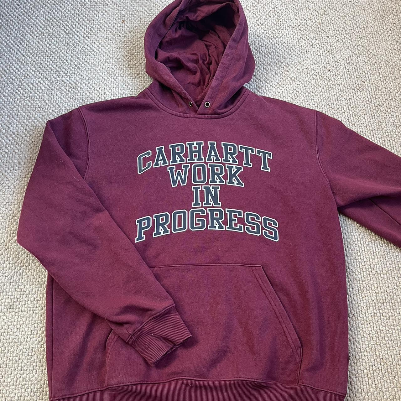 Burgundy Carhartt WIP hoodie size large in a... Depop