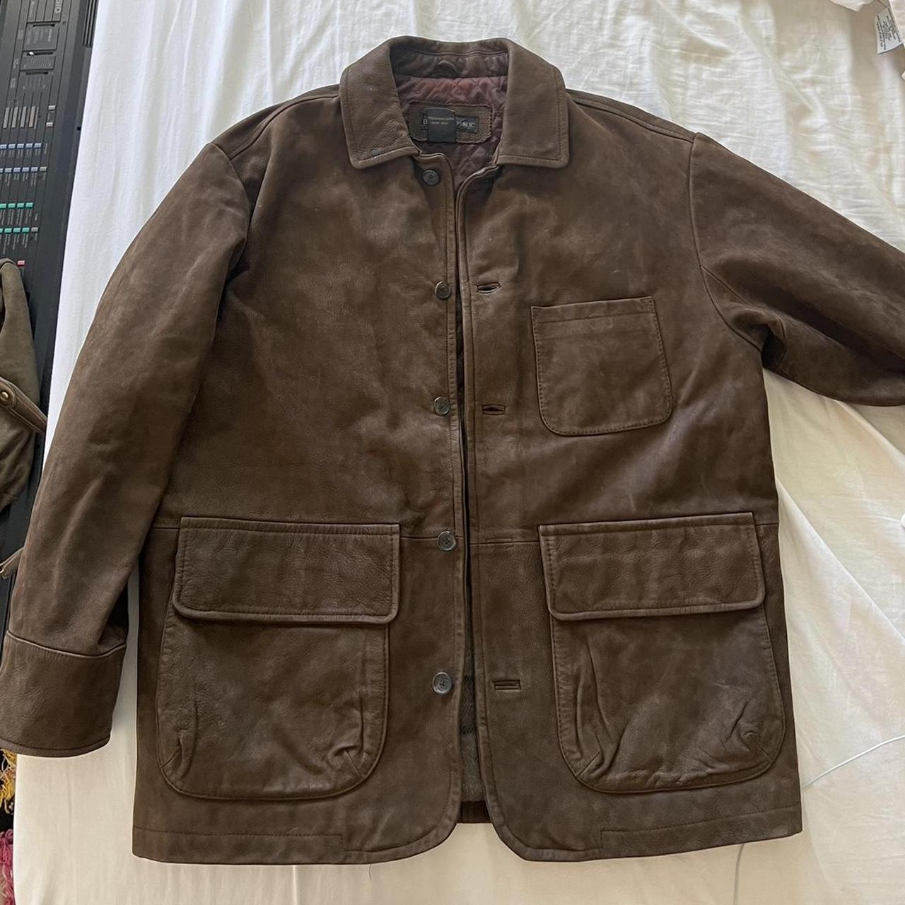 Men’s banana republic 100% vintage leather coat,... - Depop