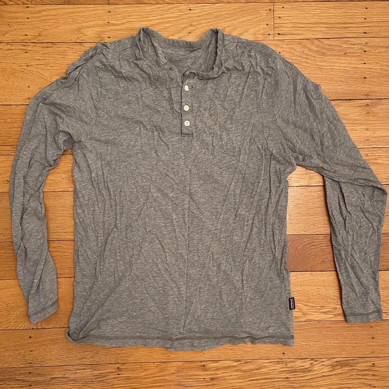 Grey medium men’s Patagonia long sleeve Henley t... - Depop