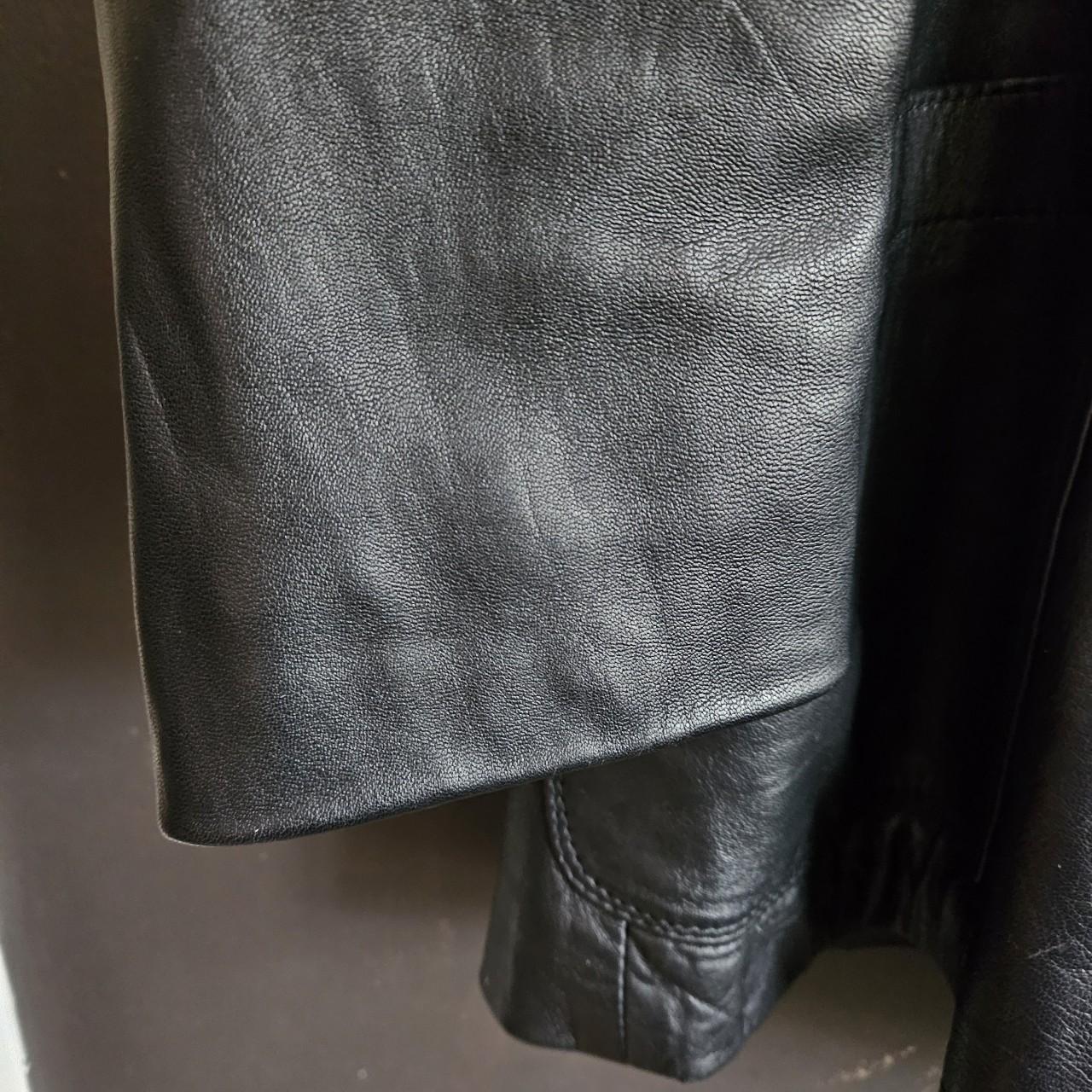 Vintage Men's Long Black Leather Jacket Really... - Depop