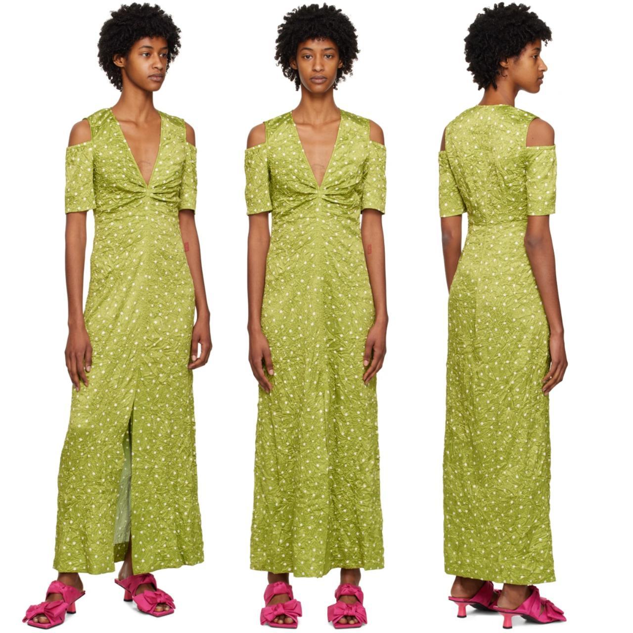 Ganni green shop polka dot dress