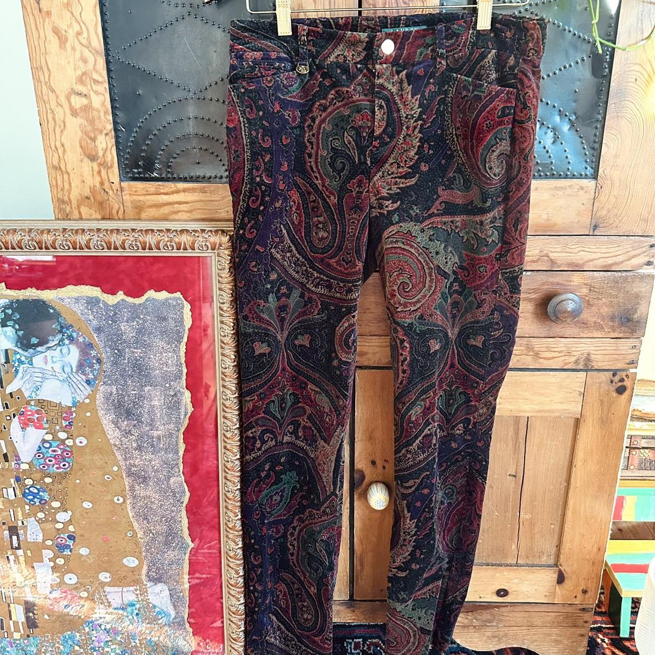 Vintage women’s Ralph Lauren corduroy paisley pants....