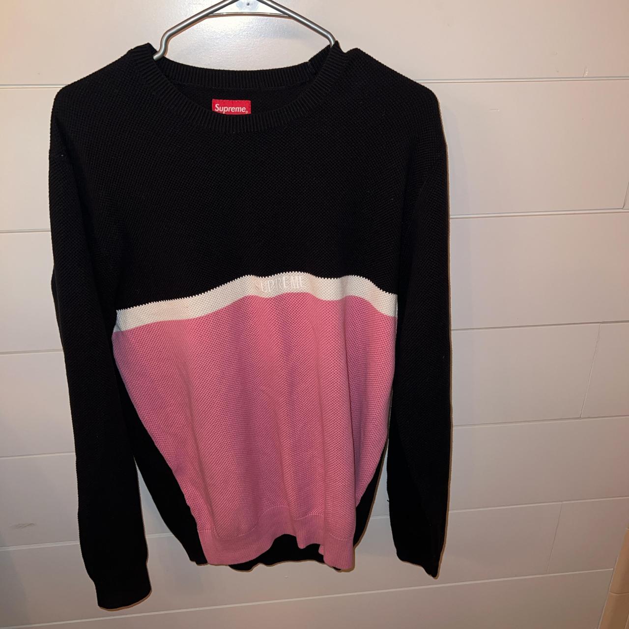 Supreme Stripe Knit Sweater Colorblock Pink Black