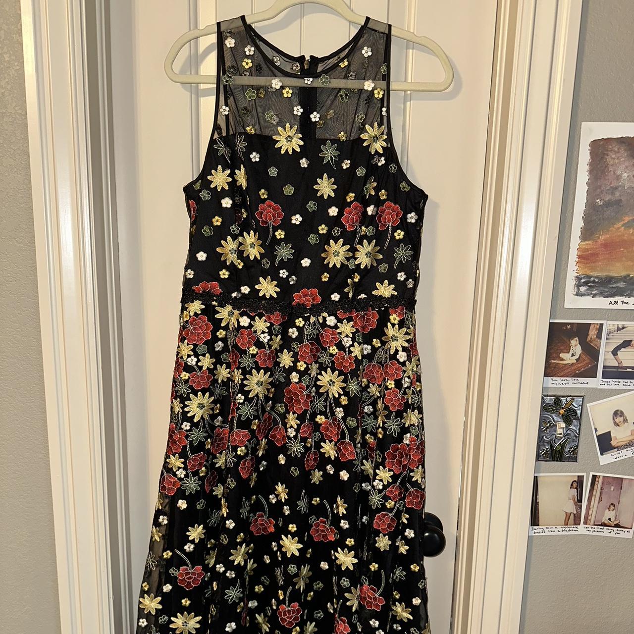 ALEX MARIE black floral high-low dress Size: 12... - Depop