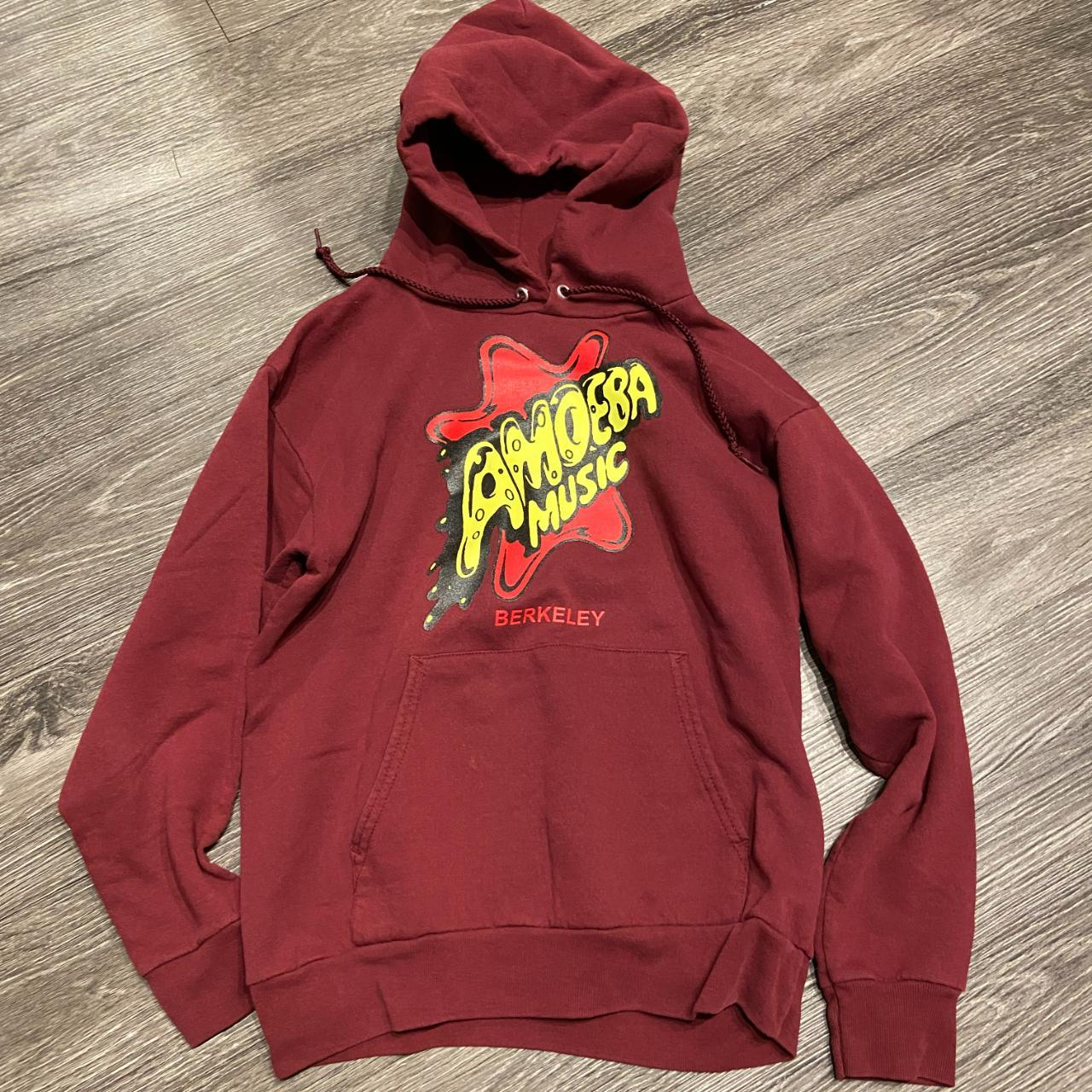 Urban Outfitters Women's Burgundy and Yellow Hoodie Depop