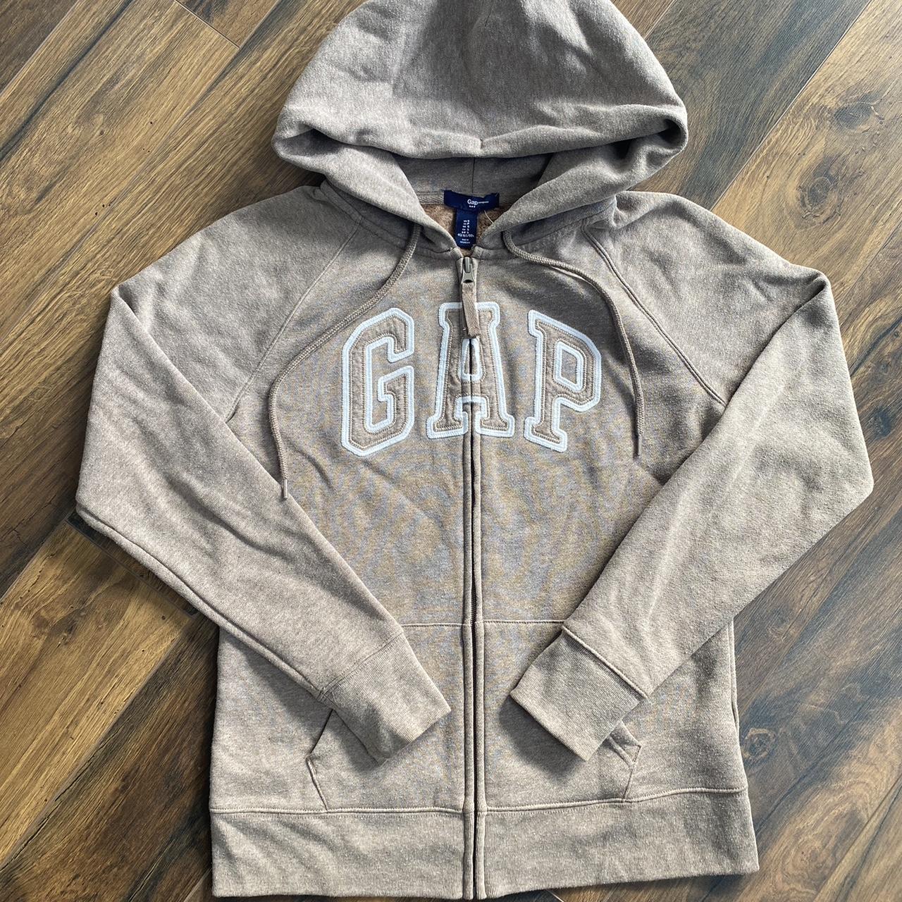 Gap Light Brown Full Zip Hoodie Size Women S Great... - Depop