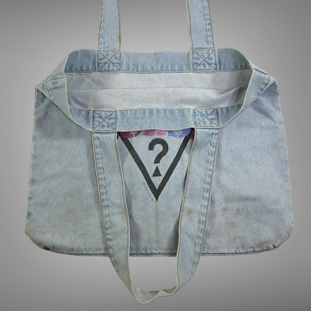 Vintage 1980s denim guess tote bag used condition - Depop