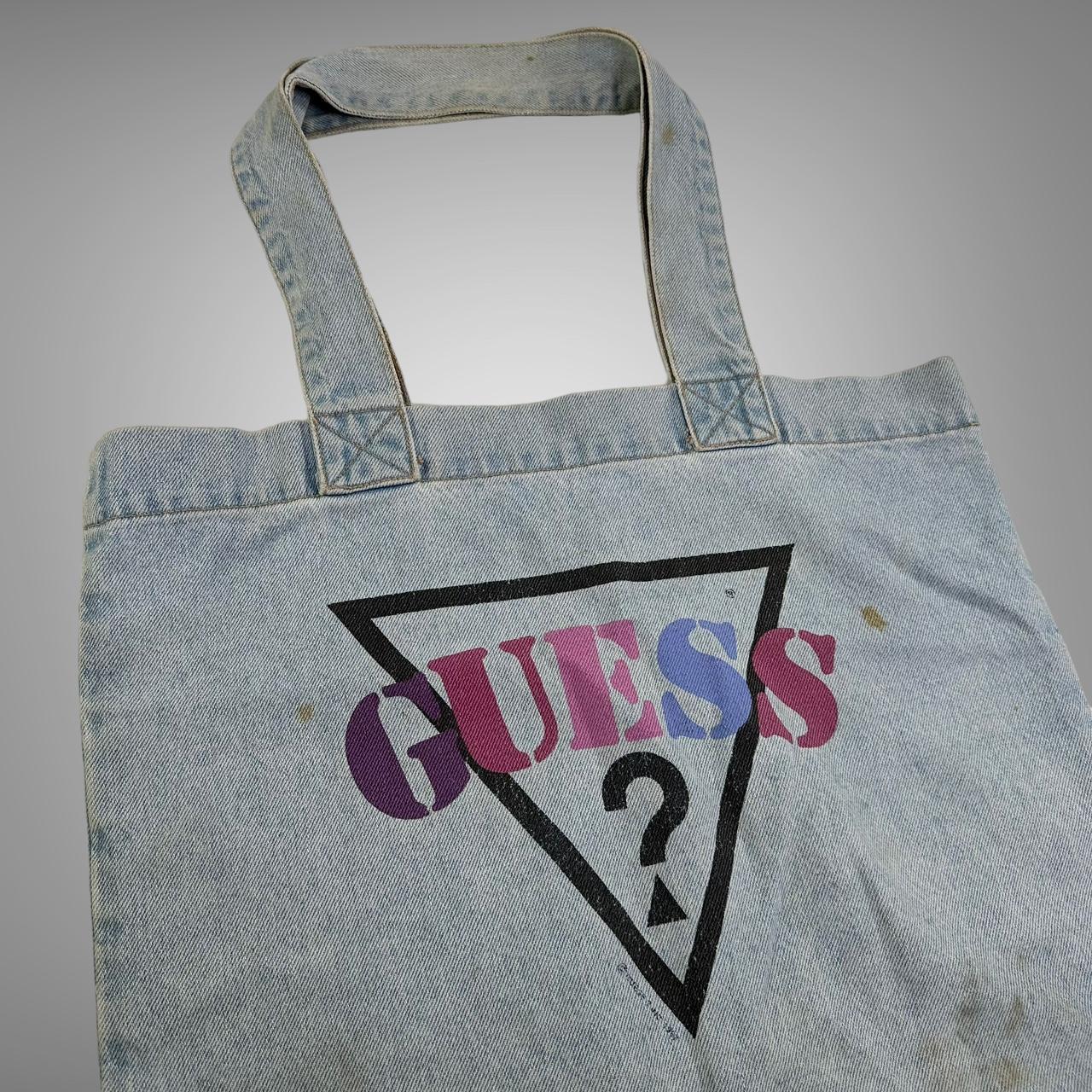 GUESS USA: Blue Faded Denim Tote