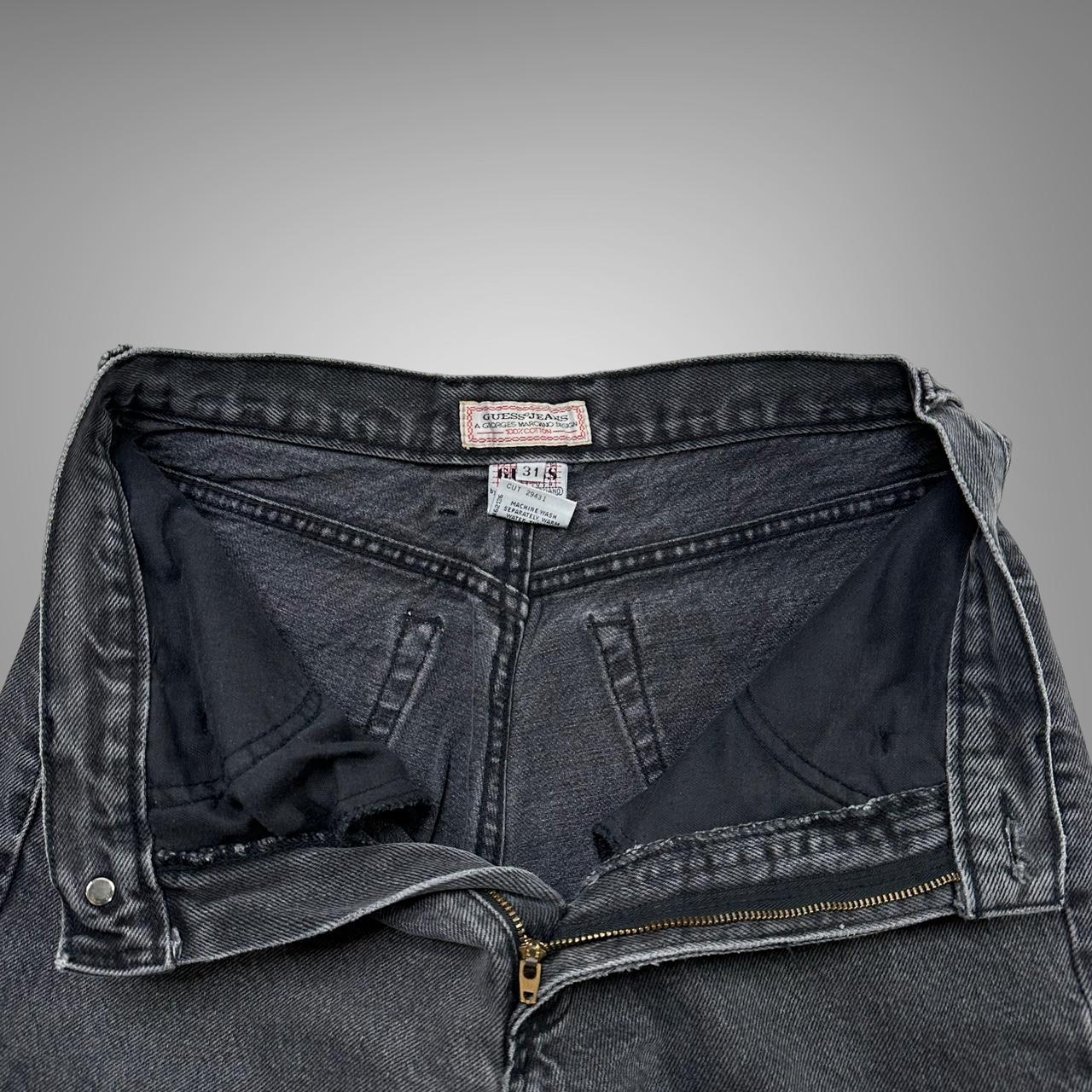 Vintage 1990s black guess jeans size fits a 28 waist... - Depop