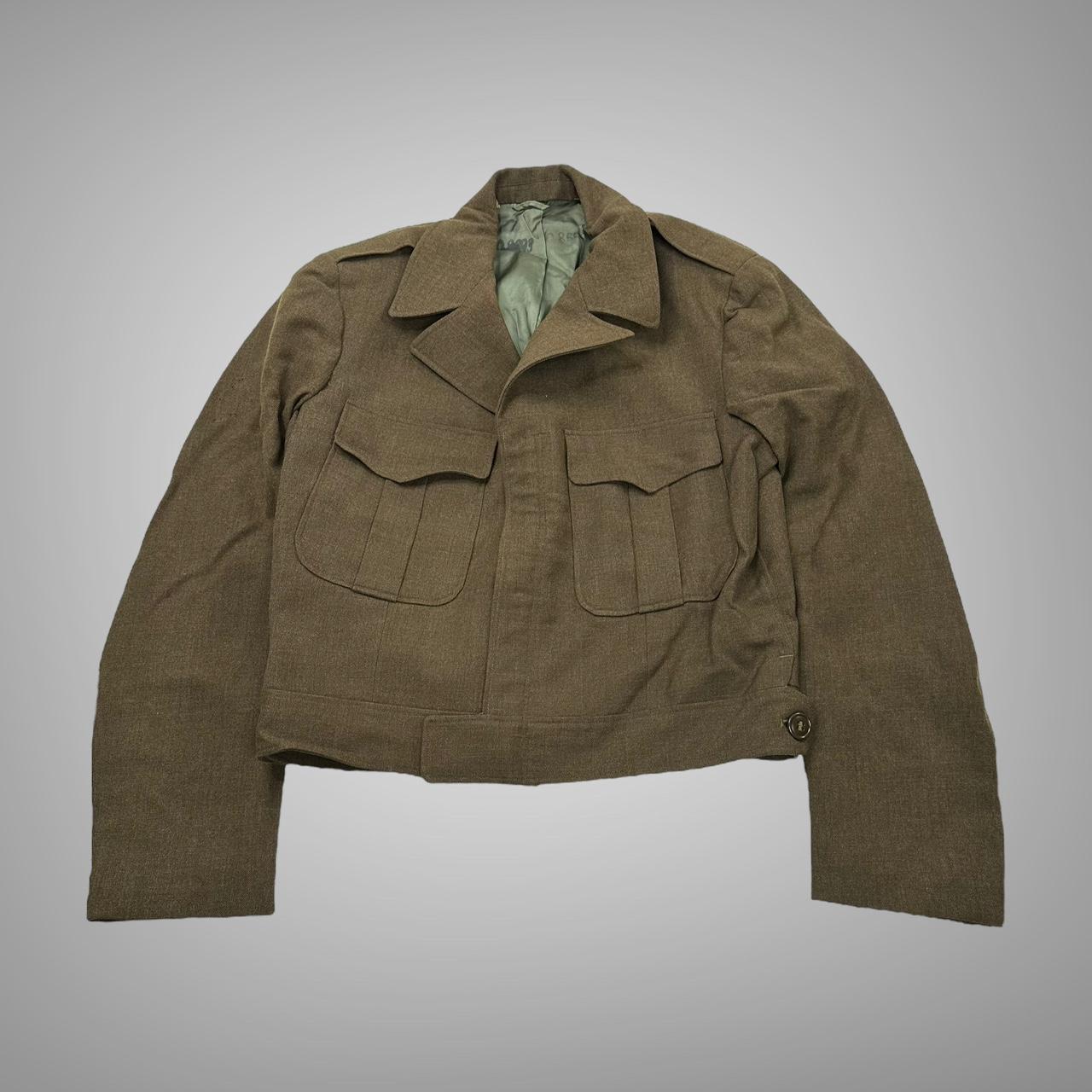 Vintage 1950s cropped fit military jacket size fits... - Depop